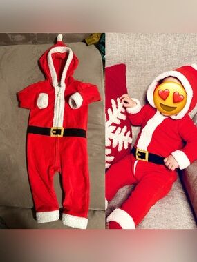 Carter’s Santa fleece Hooded One-Piece 12mo